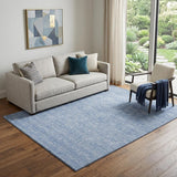 5' X 8' Sky Blue And Ivory Floral Washable Area Rug With UV Protection