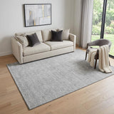 5' X 8' Silver And Gray Floral Washable Area Rug With UV Protection