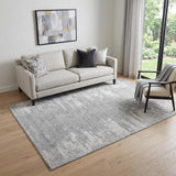 5' X 8' Silver And Gray Abstract Washable Area Rug With UV Protection