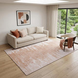 5' X 8' Terra Cotta And Ivory Abstract Washable Area Rug With UV Protection