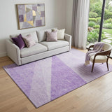 5' X 8' Lavender And Ivory Geometric Washable Area Rug With UV Protection