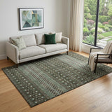 5' X 8' Brown And Taupe Tribal Washable Area Rug With UV Protection