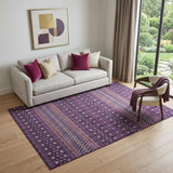5' X 8' Purple And Yellow Tribal Washable Area Rug With UV Protection