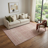5' X 8' Blush And Ivory Tribal Washable Area Rug With UV Protection