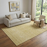 5' X 8' Gold And Ivory Tribal Washable Area Rug With UV Protection