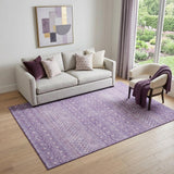 5' X 8' Lavender And Ivory Tribal Washable Area Rug With UV Protection