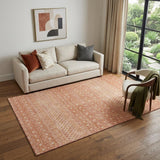 5' X 8' Salmon And Ivory Tribal Washable Area Rug With UV Protection