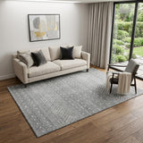 5' X 8' Silver And Gray Tribal Washable Area Rug With UV Protection