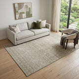 5' X 8' Taupe And Ivory Tribal Washable Area Rug With UV Protection