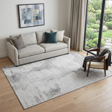 5' X 8' Silver Gray And Pewter Abstract Washable Area Rug With UV Protection