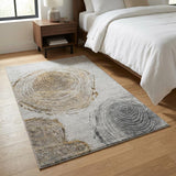 3' X 5' Taupe Brown And Ivory Faux Bois Washable Area Rug With UV Protection