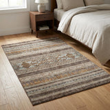 3' X 5' Chocolate Copper And Ivory Southwestern Washable Area Rug With UV Protection