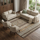 8' X 10' Chocolate Copper And Ivory Southwestern Washable Area Rug With UV Protection