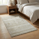 3' X 5' Khaki And Ivory Southwestern Washable Area Rug With UV Protection