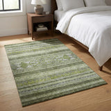 3' X 5' Olive Green Gray And Ivory Southwestern Washable Area Rug With UV Protection
