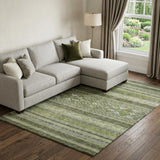 8' X 10' Olive Green Gray And Ivory Southwestern Washable Area Rug With UV Protection