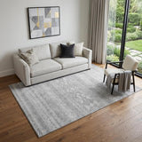 5' X 8' Silver And Gray Southwestern Washable Area Rug With UV Protection