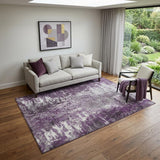 5' X 8' Eggplant And Ivory Abstract Washable Area Rug With UV Protection