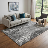 5' X 8' Gray And Ivory Abstract Washable Area Rug With UV Protection