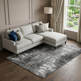 8' X 10' Gray And Ivory Abstract Washable Area Rug With UV Protection