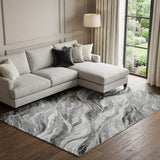 8' X 10' Gray And Ivory Abstract Washable Area Rug With UV Protection