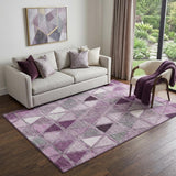 5' X 8' Merlot Gray And Ivory Geometric Washable Area Rug With UV Protection