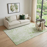 5' X 8' Artichoke Green And Ivory Floral Washable Area Rug With UV Protection