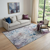 5' X 8' Blue Blush And Ivory Floral Washable Area Rug With UV Protection