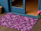 3' X 5' Pink And Ivory Geometric Washable Indoor Outdoor Area Rug