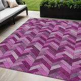 5' X 8' Pink And Ivory Geometric Washable Indoor Outdoor Area Rug