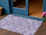 3' X 5' Plum And Ivory Geometric Washable Indoor Outdoor Area Rug