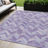 5' X 8' Plum And Ivory Geometric Washable Indoor Outdoor Area Rug
