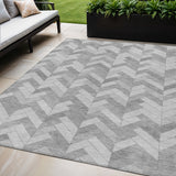 5' X 8' Silver And Gray Geometric Washable Indoor Outdoor Area Rug