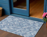 3' X 5' Sky Blue And Silver Geometric Washable Indoor Outdoor Area Rug