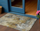 3' X 5' Khaki Beige And Taupe Abstract Washable Indoor Outdoor Area Rug