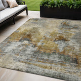 5' X 8' Khaki Beige And Taupe Abstract Washable Indoor Outdoor Area Rug