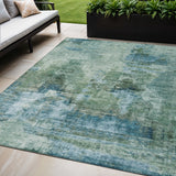 5' X 8' Teal Blue And Gray Abstract Washable Indoor Outdoor Area Rug