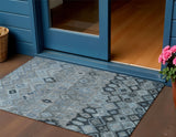 3' X 5' Gray And Charcoal Geometric Washable Indoor Outdoor Area Rug