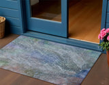 3' X 5' Blue Green And Purple Abstract Washable Indoor Outdoor Area Rug