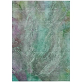 3' X 5' Teal Blue And Purple Abstract Washable Indoor Outdoor Area Rug