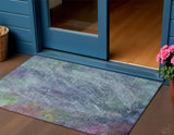 3' X 5' Blue Gray And Green Abstract Washable Indoor Outdoor Area Rug