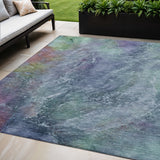 5' X 8' Blue Gray And Green Abstract Washable Indoor Outdoor Area Rug