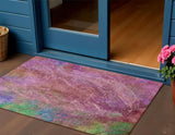 3' X 5' Blush Green And Purple Abstract Washable Indoor Outdoor Area Rug