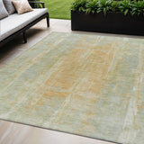 5' X 8' Sage And Copper Abstract Washable Indoor Outdoor Area Rug