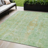 5' X 8' Fern Green And Copper Abstract Washable Indoor Outdoor Area Rug