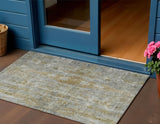 3' X 5' Pewter And Gray Abstract Washable Indoor Outdoor Area Rug