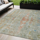 5' X 8' Sage And Copper Abstract Washable Indoor Outdoor Area Rug