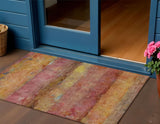3' X 5' Orange Blush And Yellow Abstract Washable Indoor Outdoor Area Rug
