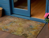 3' X 5' Copper And Gold Abstract Washable Indoor Outdoor Area Rug