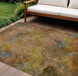 8' X 10' Copper And Gold Abstract Washable Indoor Outdoor Area Rug